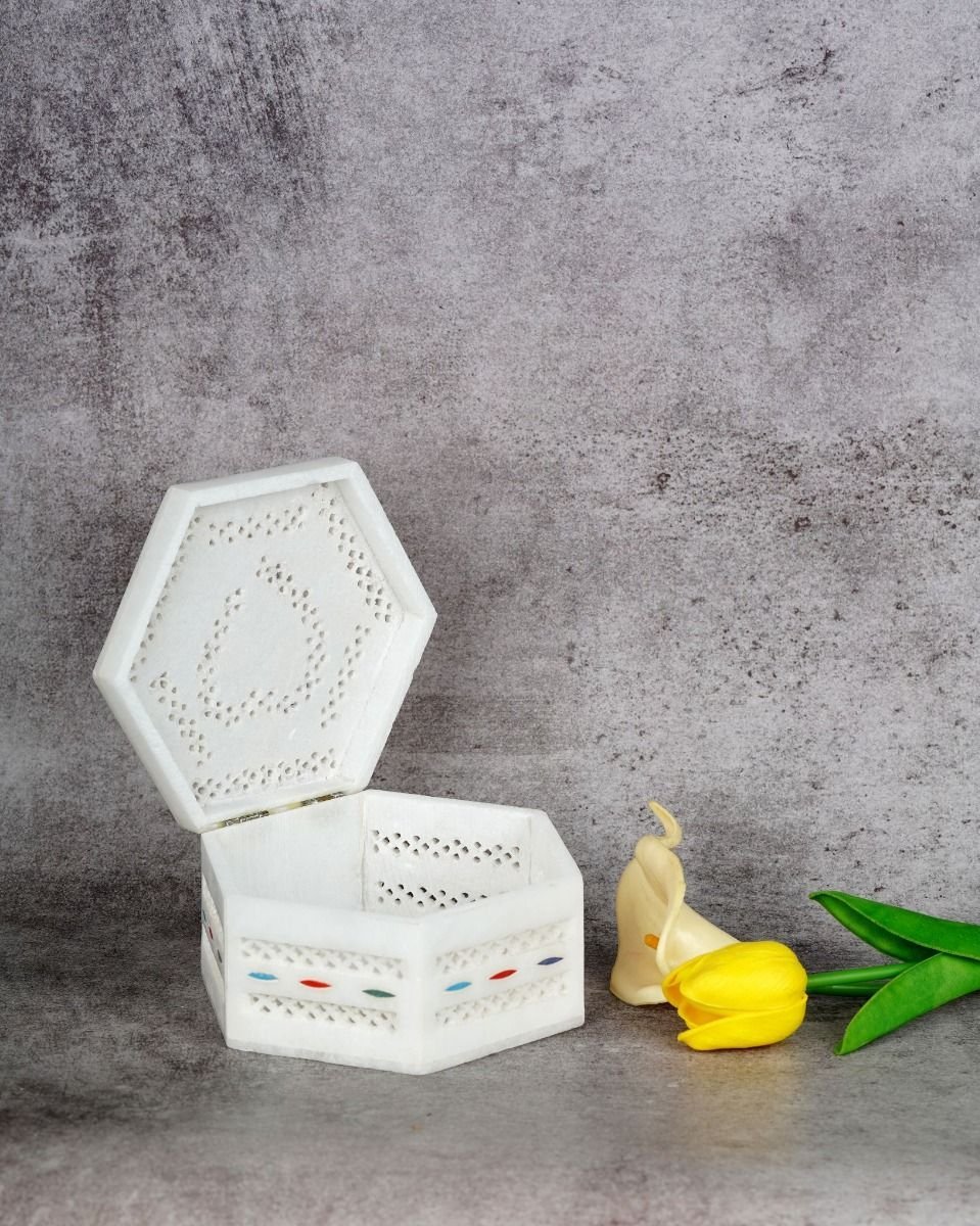 034 Marble Handcrafted Inlay Utility Box - Image 1