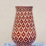 Handcrafted Blue Pottery Vase(Red)