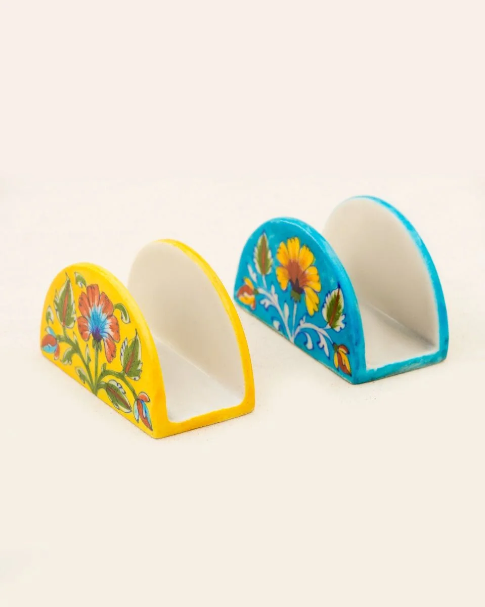55_1__1 Blue Pottery Handcrafted Napkin Holder - Image 1