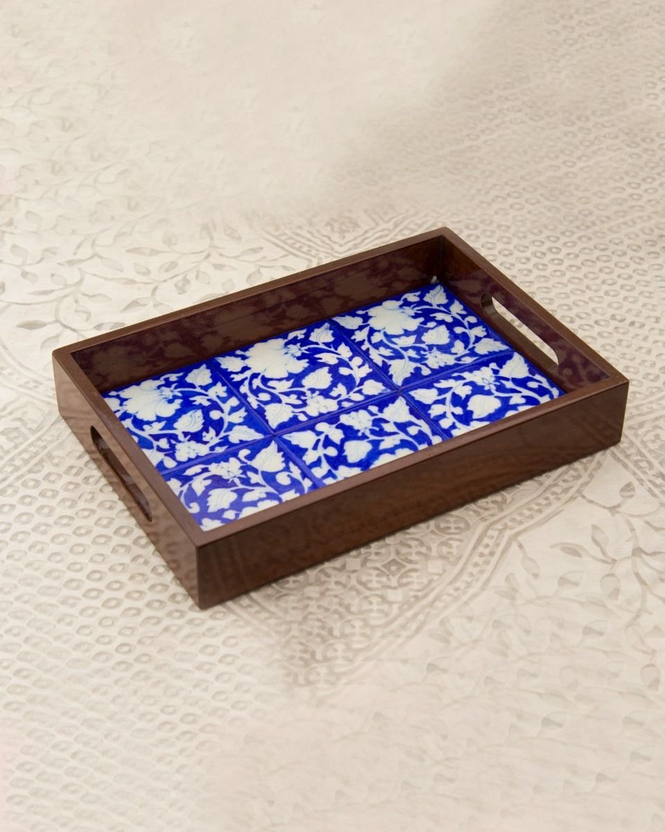 65_1_ Blue Pottery Handcrafted Tray – Blue - Image 1