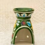 Blue Pottery- Handcrafted Aroma Candle Stand(Green)
