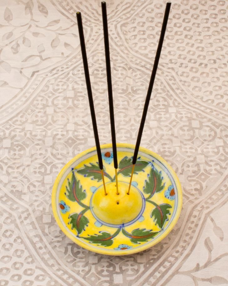 70_3_ Blue Pottery Handcrafted Incense Stick Holder - Image 1