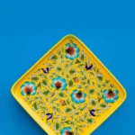 Blue Pottery Floral Design Tray- Yellow
