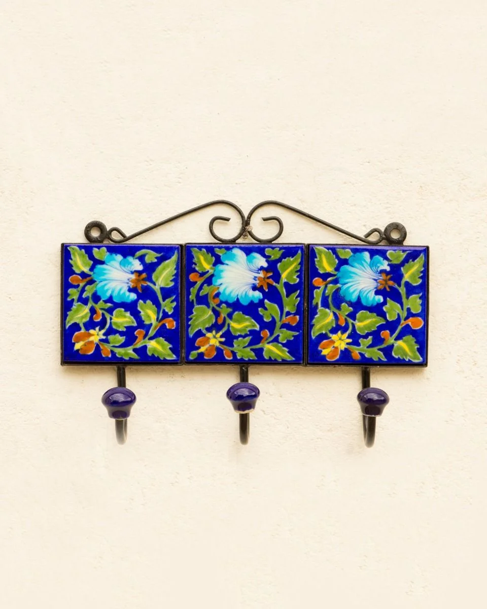 80 Blue Pottery Handcrafted Wall Key Holder - Image 1