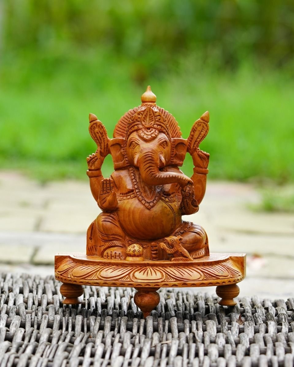 dsc06941_1 Lord Ganesh Kadam Wood Murti - Image 1